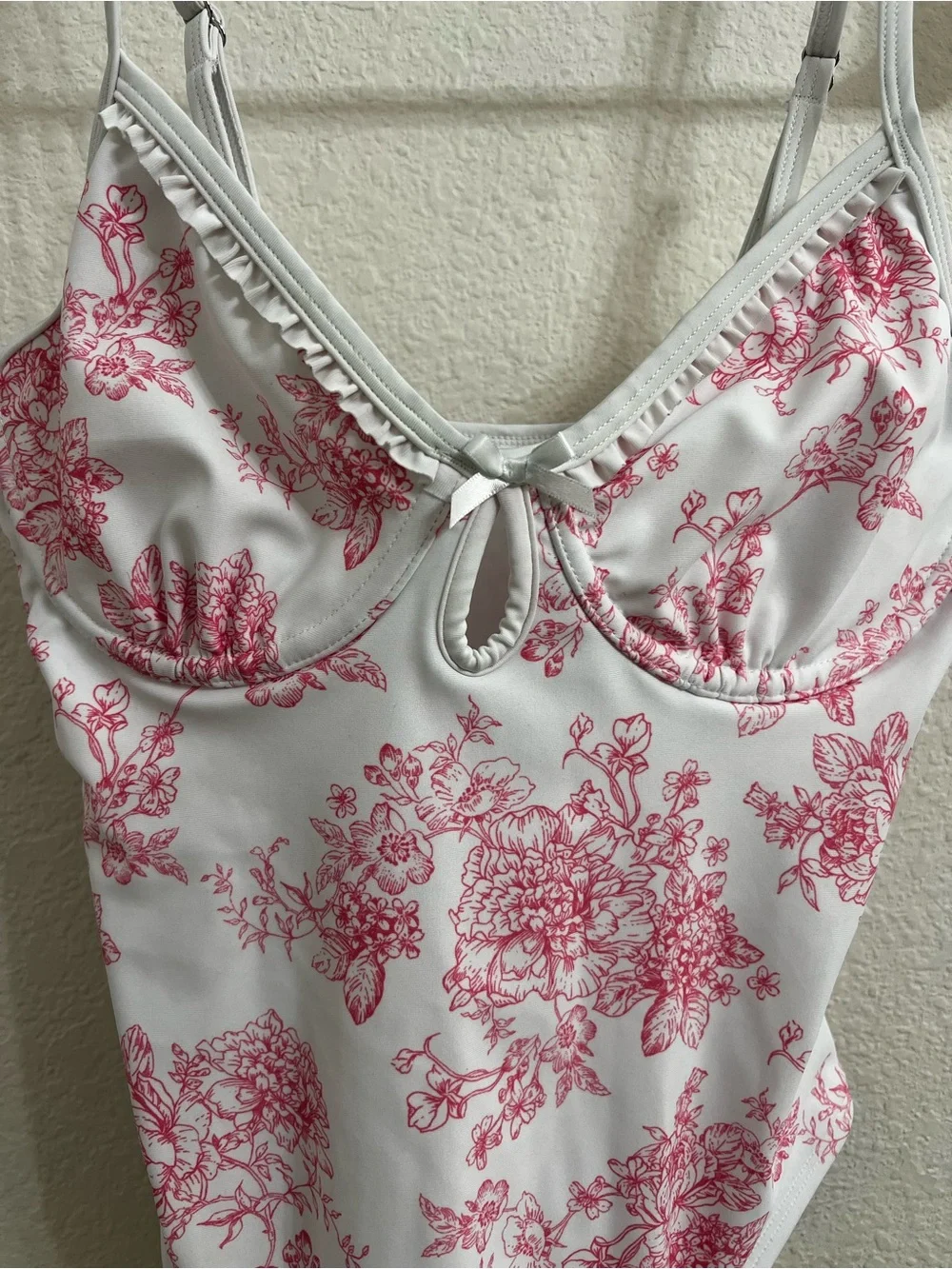 No Boundaries White One-Piece with Pink Floral Print